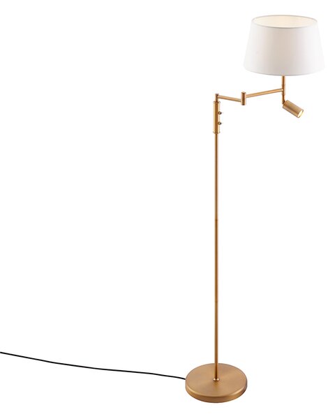 Podna lampa brončana s bijelom nijansom i podesivom lampom za čitanje - Ladas