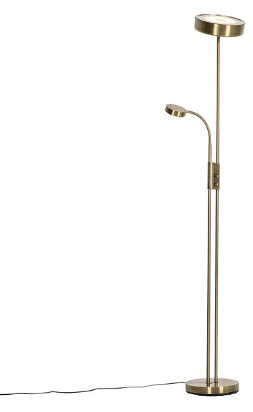 Podna lampa brončana uključujući LED i prigušivač s lampom za čitanje - Kelso