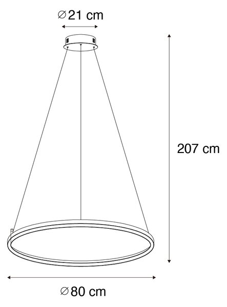 Zidna svjetiljka crna 80 cm uključujući LED s 3 stupnja prigušivanja - Girello