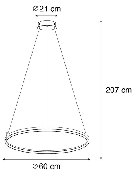 Osvjetljenje za viseću lampu brončano 60 cm uključujući LED 3-stupanjsko prigušivanje - Girello