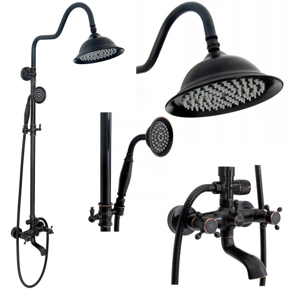 Tuš set s izljevom Rea Retro Old Black crna
