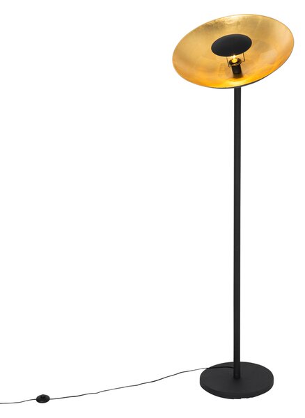 Industrijska podna lampa crna sa zlatnom unutrašnjosti 60 cm - Magnax