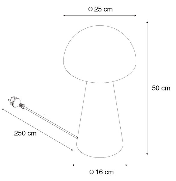 Vanjska podna svjetiljka crna 50 cm - Gljiva