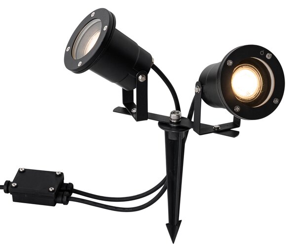 Moderna vrtna reflektorska svjetiljka crna uklj. kabel i utikač 150 cm 2-svjetla IP65 - Basic