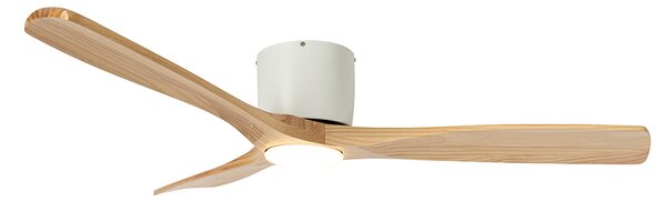 Stropni ventilator bijeli s drvom 131,5 cm uklj. LED prigušiv s daljinskim upravljačem - Jerri