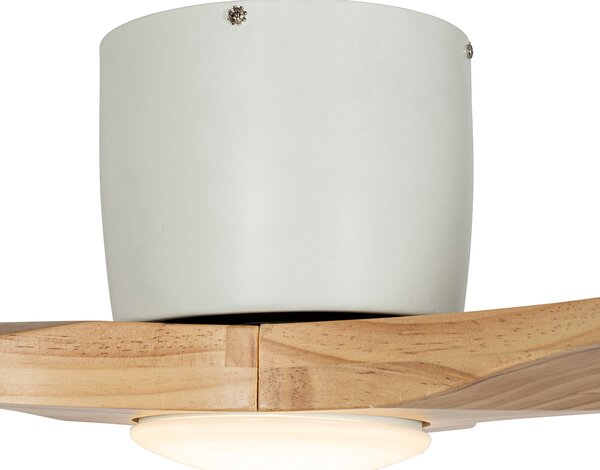 Stropni ventilator bijeli s drvom 131,5 cm uklj. LED prigušiv s daljinskim upravljačem - Jerri