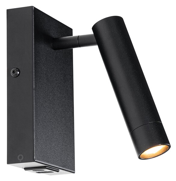 Moderna zidna svjetiljka crna s podesivim USB-om - Croft