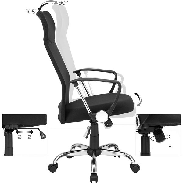 Uredska stolica, Ergonomska okretna stolica, 63 x (110-120) x 63 cm, crna