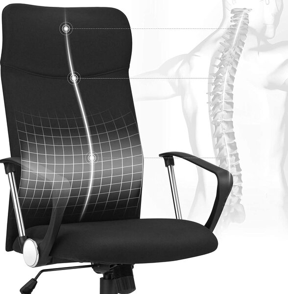 Uredska stolica, Ergonomska okretna stolica, 63 x (110-120) x 63 cm, crna