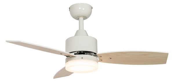 Vanjski stropni ventilator bijeli s uzorkom drveta 91,3 cm uklj. LED prigušiv s daljinskim upravljačem IP44 - Toledo