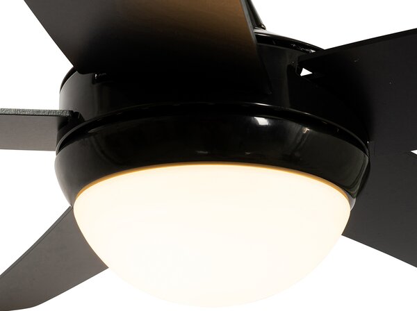 Pametni stropni ventilator crni s uzorkom drveta 132 cm uklj. LED prigušiv s daljinskim upravljačem - Cool