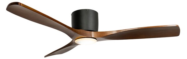 Stropni ventilator crni s drvom 131,5 cm uklj. LED prigušiva s daljinskim upravljačem - Jerri