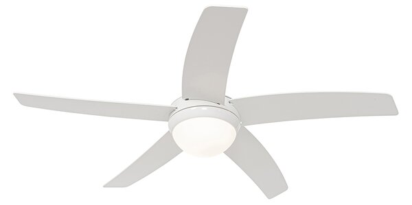 Pametni stropni ventilator bijeli s uzorkom drveta 132 cm uklj. LED prigušiva s daljinskim upravljačem - Cool