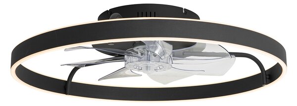 Stropni ventilator crni 70 cm uklj. LED prigušiva s daljinskim upravljačem - Maddy