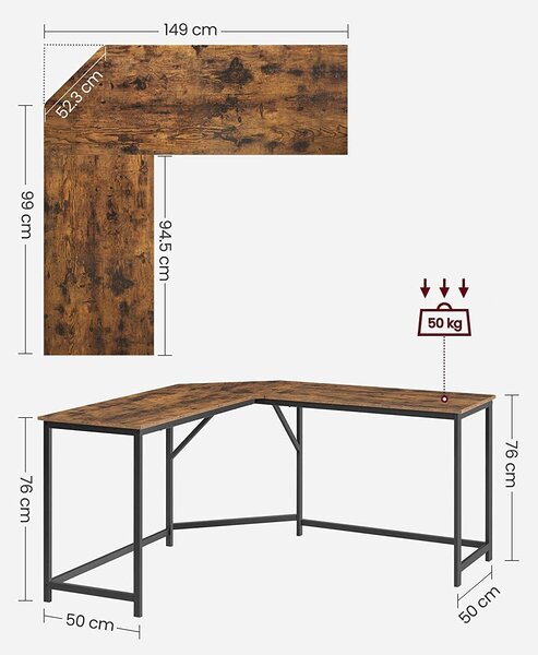 Kutni stol, računalni stol u obliku slova L, uredski stol 140 x 140 x 75 cm