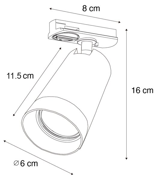 Moderni reflektor s bijelim prstenom za 1-fazni sustav tračnica GU10 50mm - Iconic Jeana