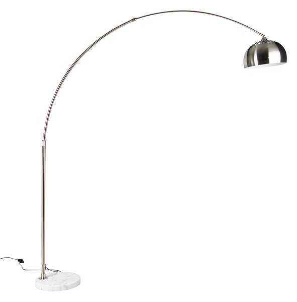 Podna lampa s lukom od čelika s bazom od bijelog mramora i sjenilom od čelika - Arc XXL