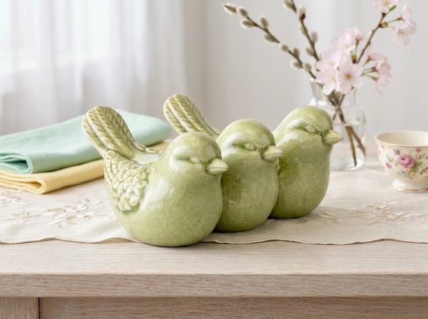 Proljetna dekoracija CRAQUELE BIRDS 19,5 cm - više boja Boja: Krem