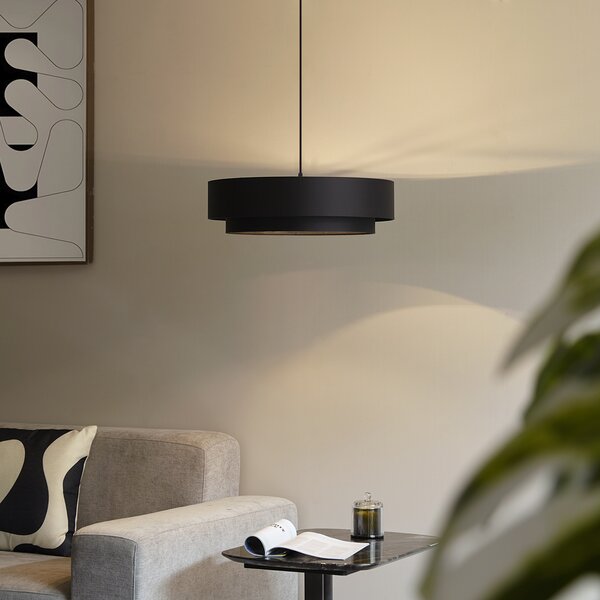 Moderna viseća svjetiljka crna 50 cm 3-svjetla - Drum Duo