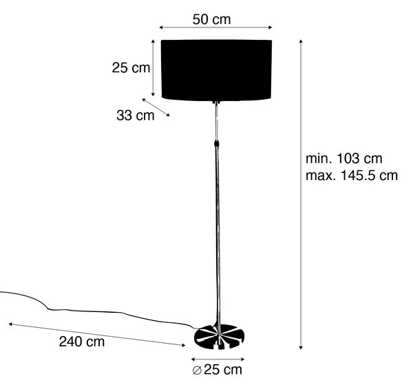 Podna svjetiljka zlatna s ovalnom baršunastom zelenom nijansom 50 cm - Parte