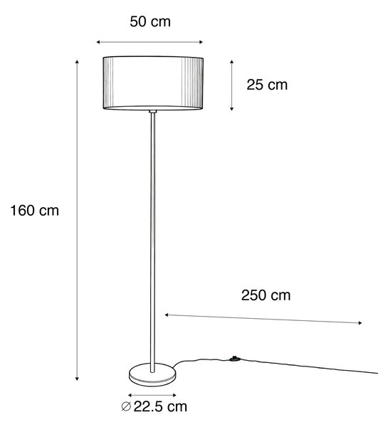 Podna svjetiljka mesingana s ovalnom baršunastom zelenom nijansom 50 cm - Simplo