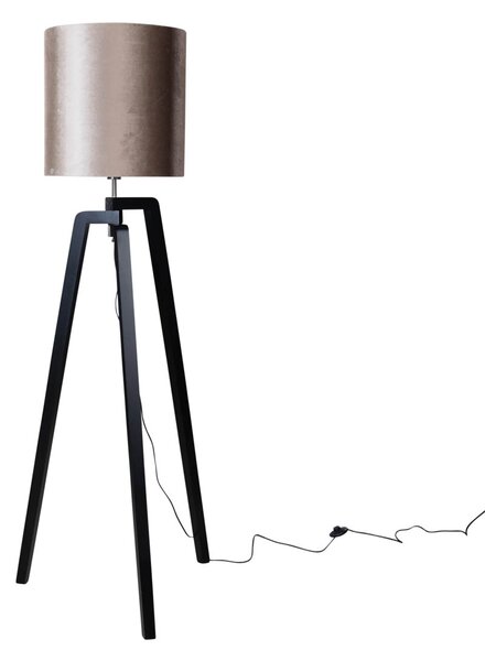 Podna svjetiljka crna s taupe plišanom nijansom 50 cm - Puros