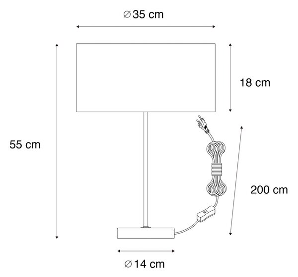 Stolna svjetiljka mesingana s ovalnom baršunastom zelenom abazžurom 35 cm - Simplo