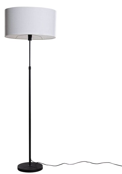 Podna svjetiljka crna s ovalnom platnenom abažurom bijele boje 50 cm - Parte