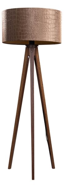 Podna lampa na tronošcu od orahovog drva s plišanom abažurom krokodil 50 cm - Tripod Classic