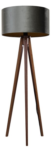 Podna lampa tronožac orah s zelenom plišanom nijansom 50 cm - Tripod Classic