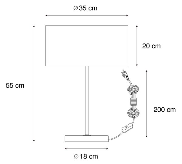 Stolna svjetiljka mesingana s braon plišanom nijansom 35 cm - Kaso