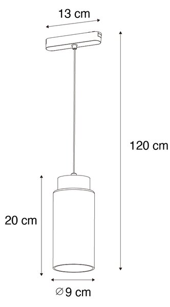 Moderna crna viseća svjetiljka za sustav tračnica 1-fazni uključujući LED - Magnetic Vance