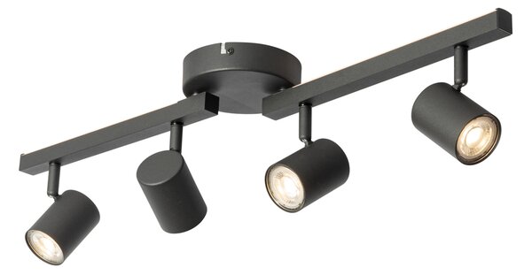 Stropni reflektor crni GU10 50mm 4-svjetla uklj. pozadinsko osvjetljenje i 3-smjerni prekidač - Back Up