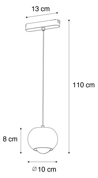 Moderna visilica crna za 1-fazni sustav tračnica uklj. LED - Magnetic Lance