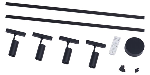 Moderni sustav tračnica za rasvjetu s 4 crna reflektora, 1-fazni, 200 cm - Magnetic Gert