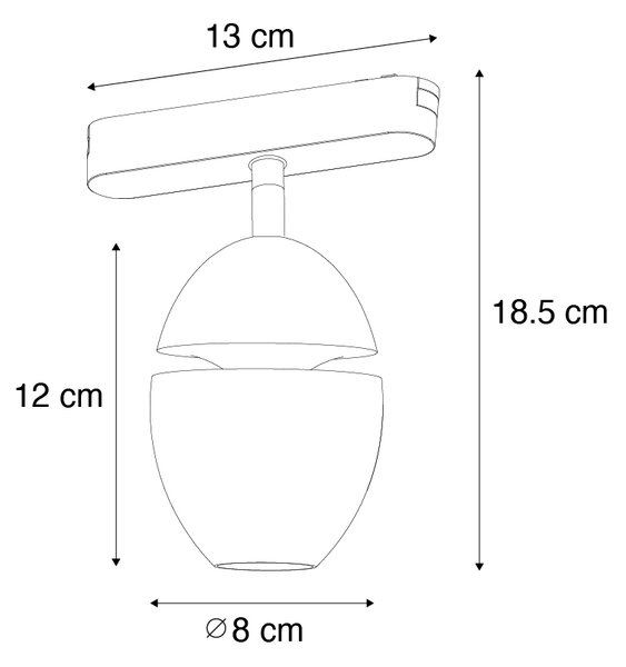Moderno crno reflektorsko svjetlo za jednofazni sustav tračnica s LED diodama - Magnetic Eggy