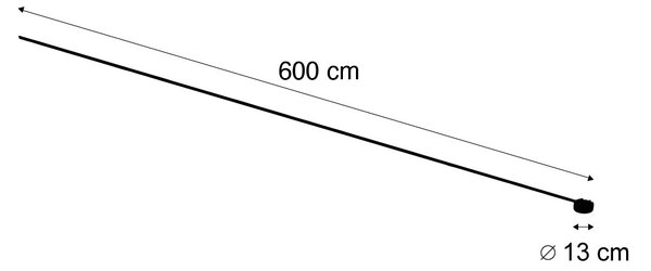 Moderni sustav tračnica za rasvjetu crni 1-fazni 600 cm s okruglim napajanjem - Magnetic