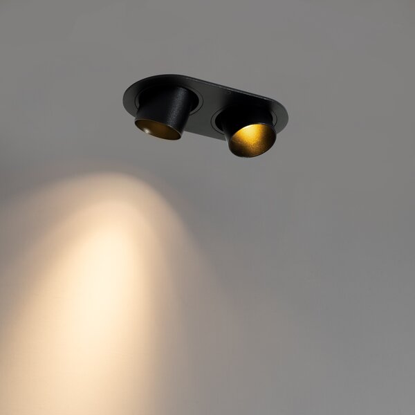 Okruglo ugradno svjetlo crno GU10 35 mm podesivo 2-svjetla - Installa