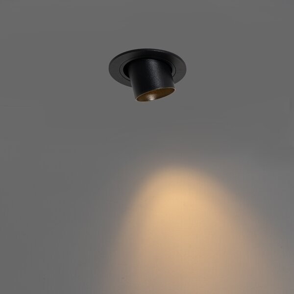 Set od 6 ugradbenih reflektora crni GU10 35 mm okrugli nagibni - Installa