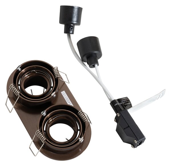 Set od 6 ugradbenih reflektora tamna bronca GU10 35 mm nagibni 2-svjetla - Installa