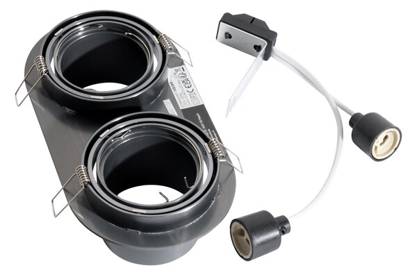 Set od 6 ugradbenih reflektora metalno sive boje GU10 70 mm, nagibni, 2 svjetla - Installa