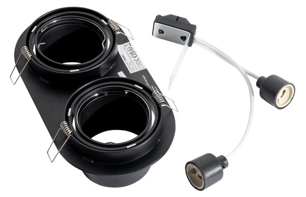 Set od 6 ugradbenih reflektora crni GU10 70 mm nagibni 2-svjetla - Installa