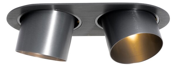 Set od 6 ugradbenih reflektora metalno sive boje GU10 70 mm, nagibni, 2 svjetla - Installa