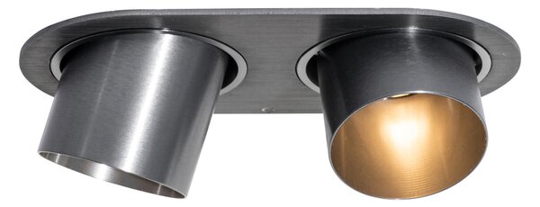 Set od 6 ugradbenih reflektora metalno sive boje GU10 50mm 2-svjetla - Installa