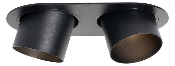 Set od 6 ugradbenih reflektora crni GU10 70 mm nagibni 2-svjetla - Installa
