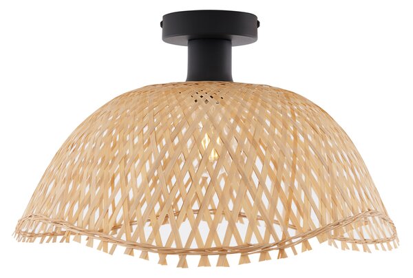 Art Deco stropna svjetiljka crna s prirodnim bambusom 40 cm - Alka