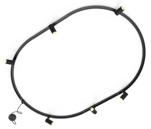 Moderni sustav rasvjete s 6 crnih reflektora, 1-fazni, ovalni 100cm - Iconic Jeana
