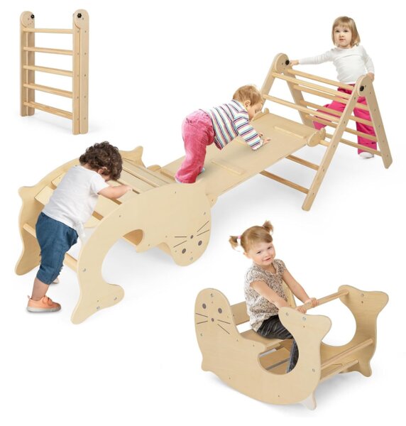 7 u 1 penjalica s toboganom drveni dječji penjački set (3+)