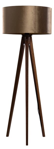 Podna lampa na tronošcu od orahovog drva s brončanom plišanom nijansom 50 cm - Tripod Classic