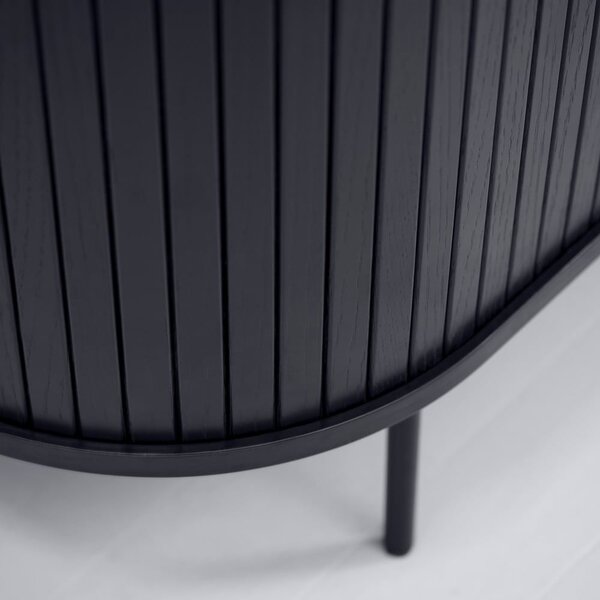 Crna komoda u dekoru hrasta s kliznim vratima 120x76x45 cm Nola – Unique Furniture